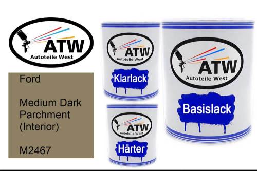 Ford, Medium Dark Parchment (Interior), M2467: 1L Lackdose + 1L Klarlack + 500ml Härter - Set, von ATW Autoteile West.